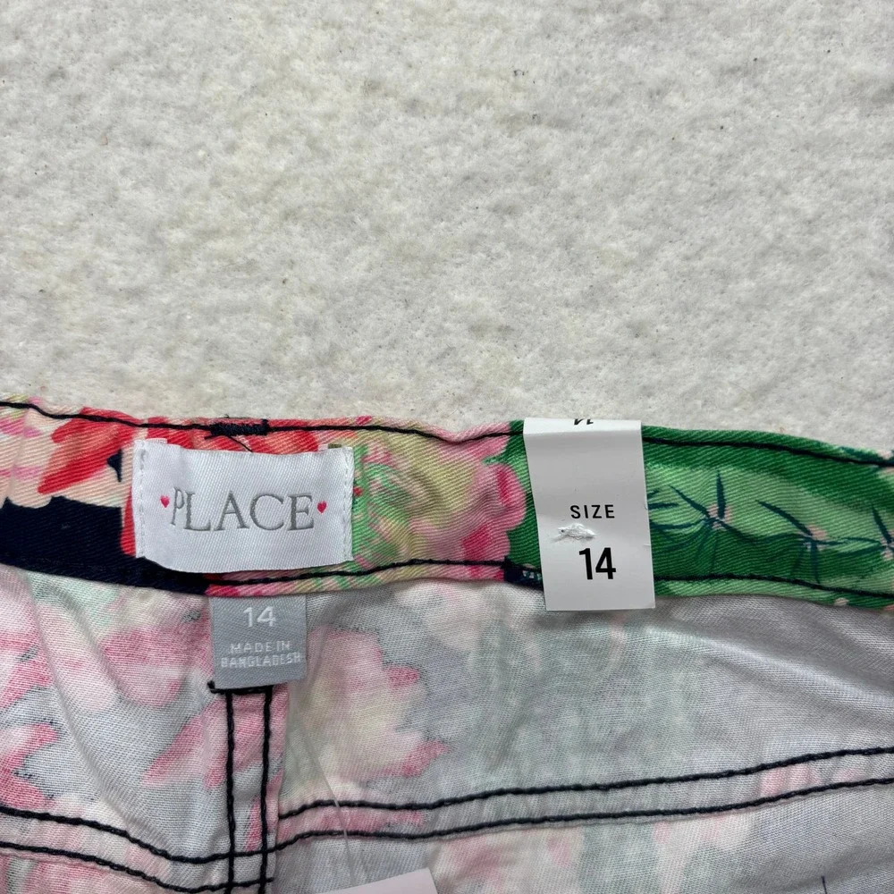 The Childrens Place Girls Size‎ 14 Cactus Floral Shorts Navy Pink Cotton #617